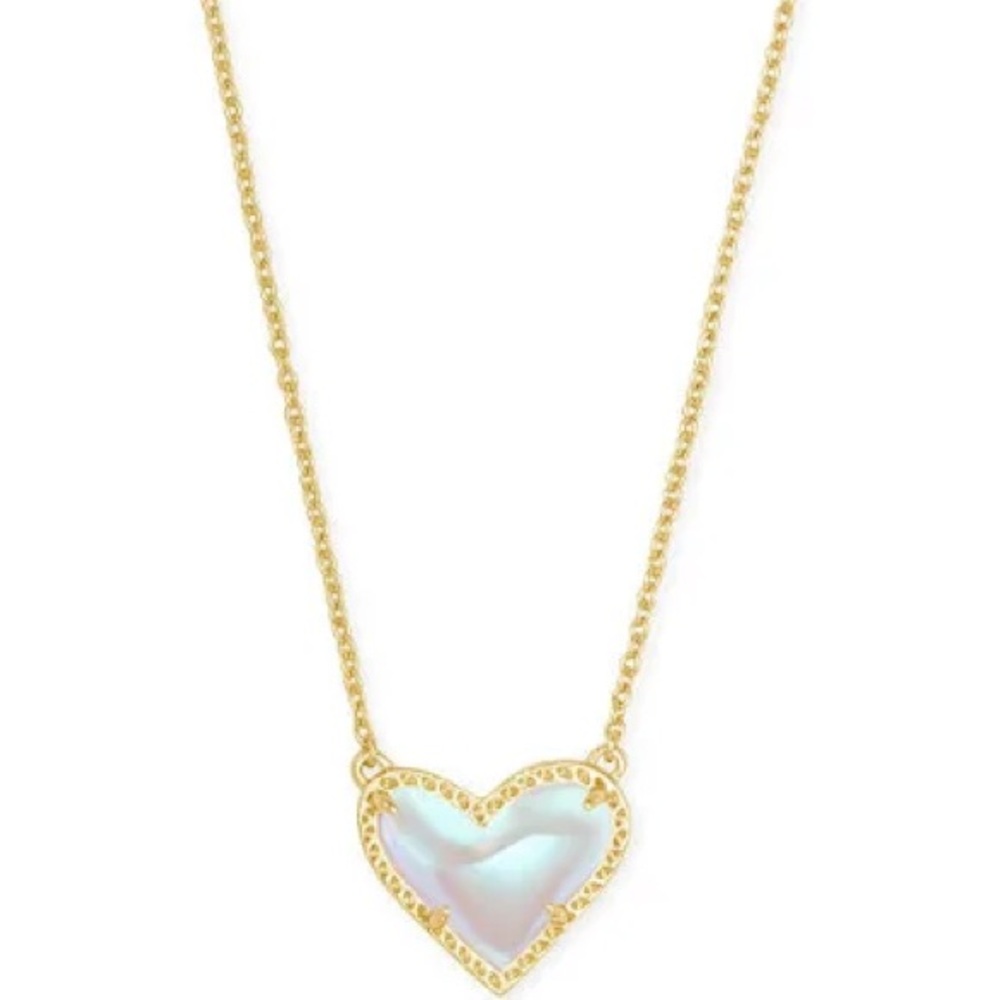 kendra scott ari heart gold pendant necklace in dichroic glass